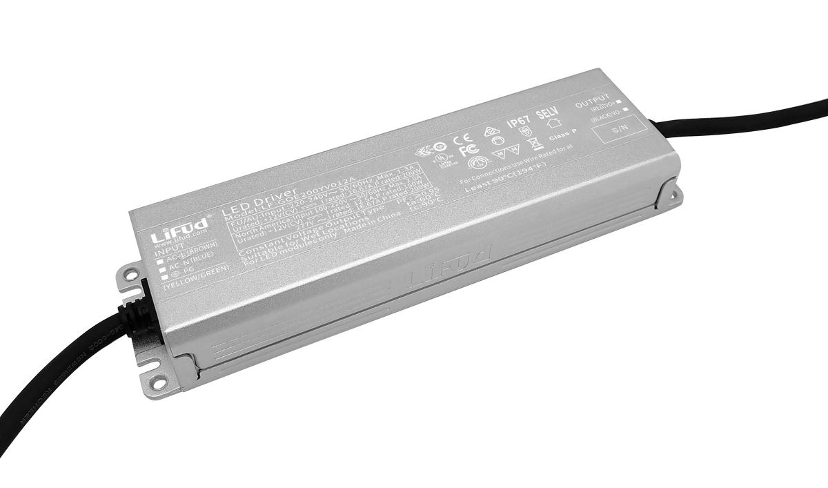 PHL PD12CV67-200 12V 200W IP67 LED CV driver with plug