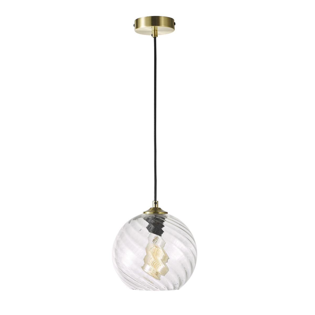 Oriel Lighting Twist 20cm Single Clear Glass Pendant