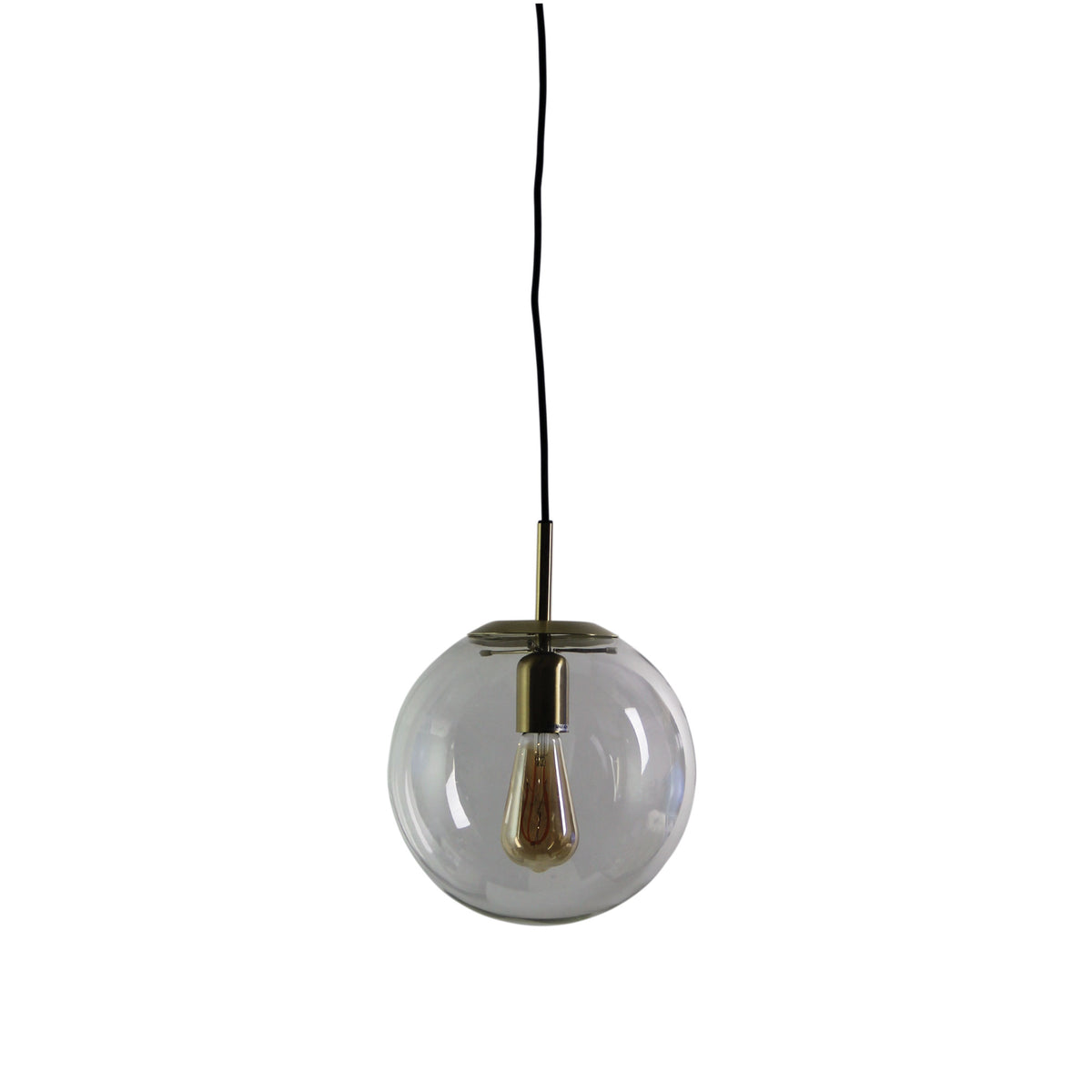 Oriel Lighting Newton 25cm Brushed Brass and Clear Glass Pendant