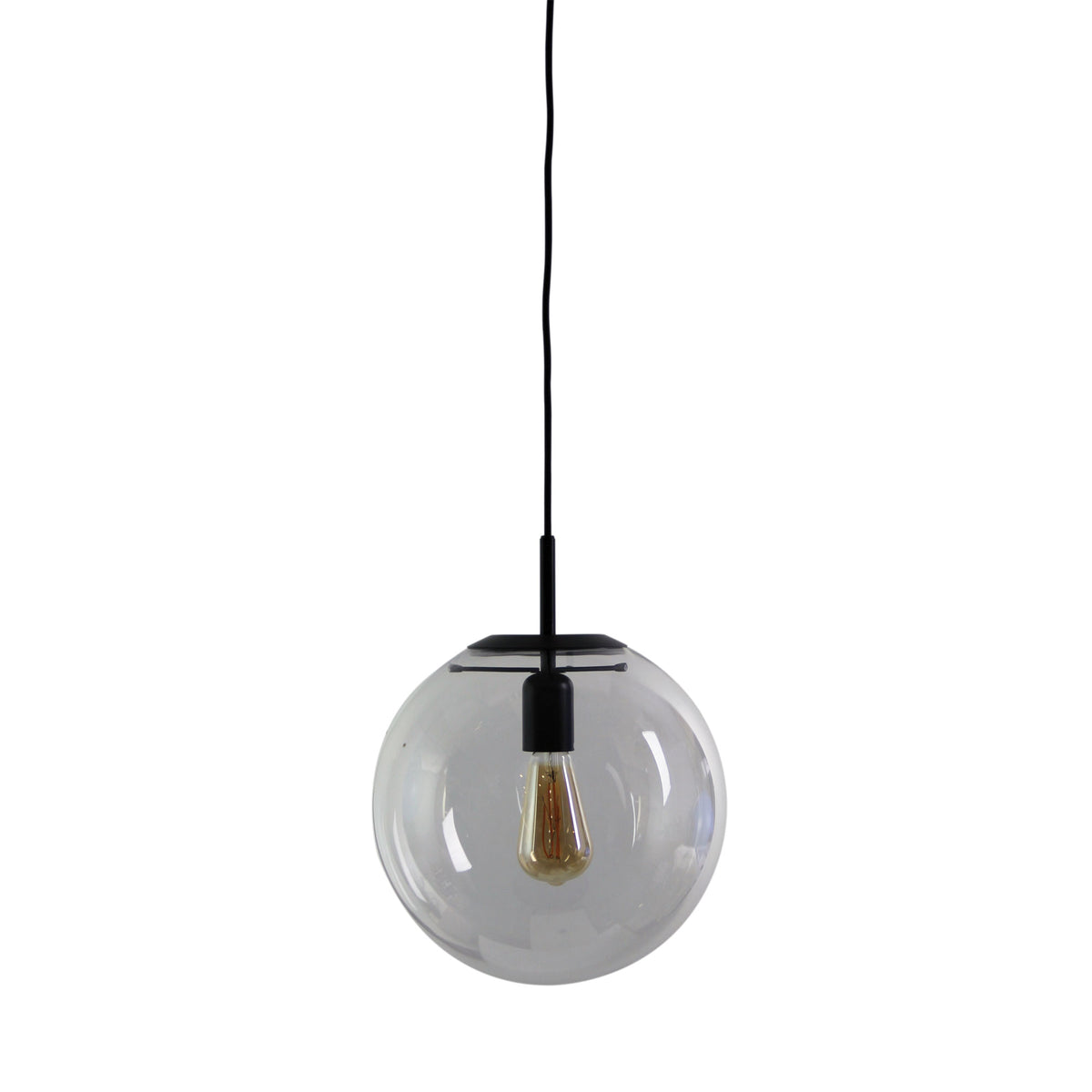 Oriel Lighting Newton 30cm Matt Black and Clear Glass Pendant