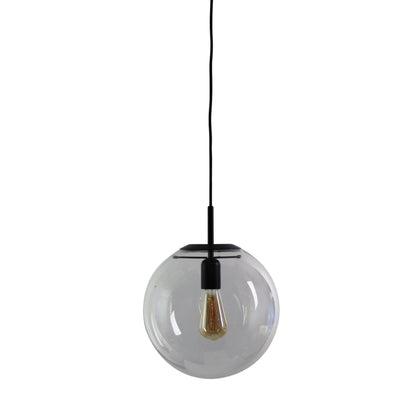 Oriel Lighting Newton 30cm Matt Black and Clear Glass Pendant