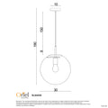 Oriel Lighting Newton 30cm Matt Black and Clear Glass Pendant