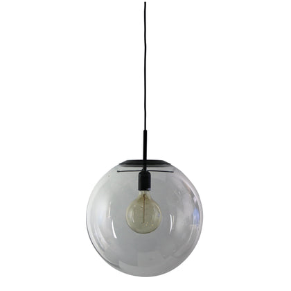 Oriel Lighting Newton 40cm Matt Black and Clear Glass Pendant