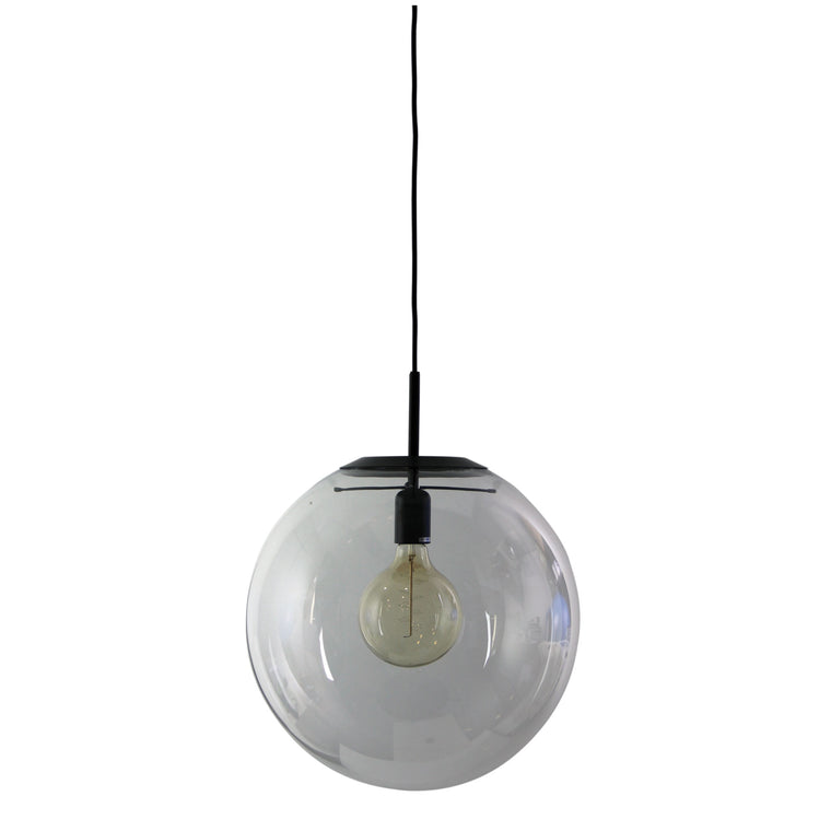 Oriel Lighting Newton 40cm Matt Black and Clear Glass Pendant