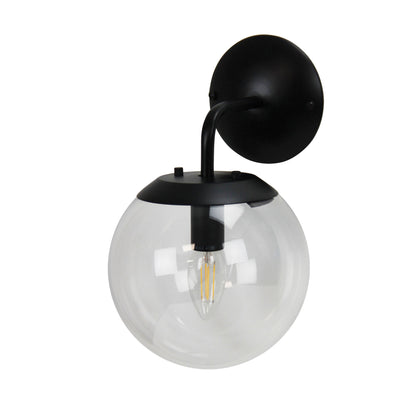 Oriel Lighting Newton Black and Clear Glass Wall Light