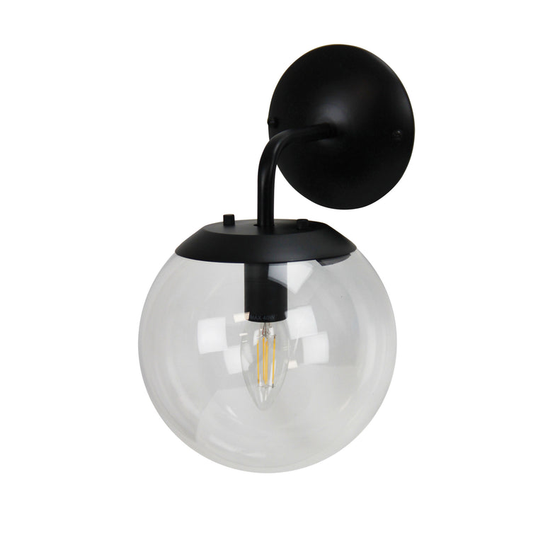 Oriel Lighting Newton Black and Clear Glass Wall Light