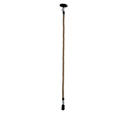 Oriel Lighting Long Rope Pendant Matt Black And Coir