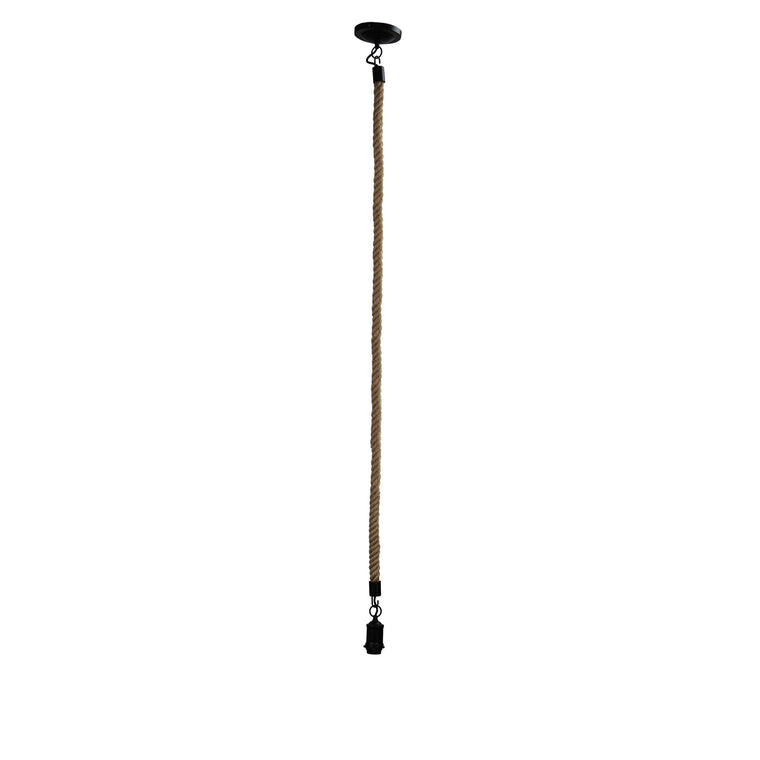 Oriel Lighting Long Rope Pendant Matt Black And Coir
