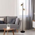 Oriel Lighting Ponte Adjustable Twin Floor Lamp Black and Satin Brass