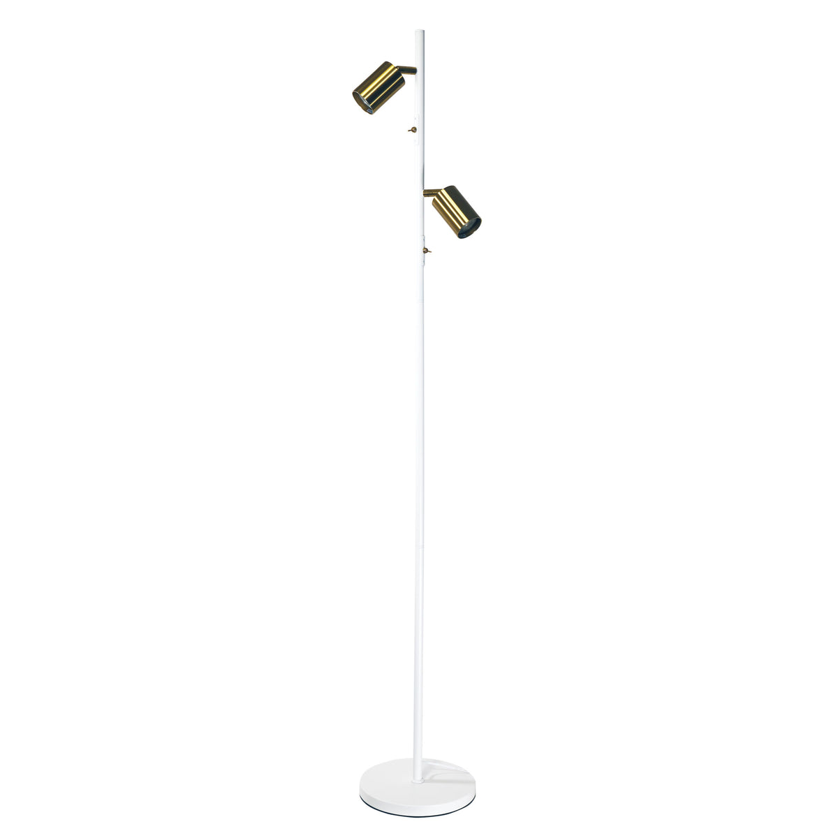 Oriel Lighting Ponte Adjustable Twin Floor Lamp White and Satin Brass