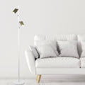 Oriel Lighting Ponte Adjustable Twin Floor Lamp White and Satin Brass