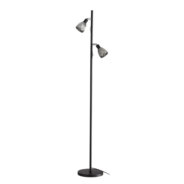 Oriel Lighting Alma Smoked Glass Twin Floor Lamp