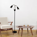 Oriel Lighting Walt Twin Flexible Neck Floor Lamp Black with Antique Brass