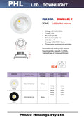 PHL10D Dome 10W Five Colour LED Gimbal Downlight